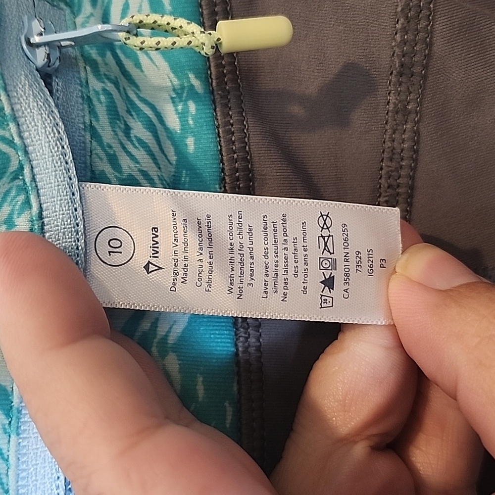 Ivivva by Lululemon Girls Ruched Cropped Leggings Gray Teal Light Blue, Size 10 - Picture 7 of 9